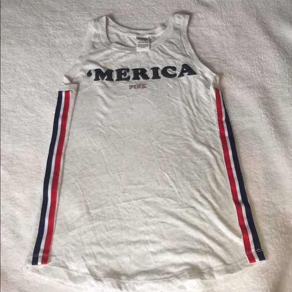 NEW VS PINK ‘Merica Heathered Americana Tank XS - Picture 2 of 2